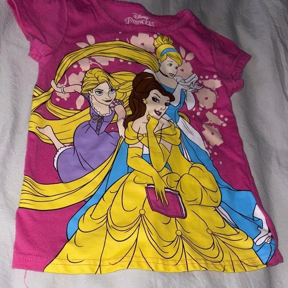 Disney Princess Pink and Yellow Kids T-Shirt - Picture 4 of 4